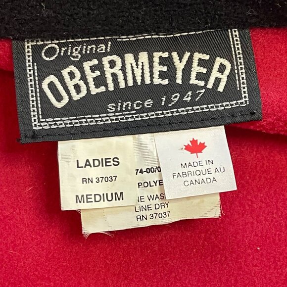 Vintage Obermeyer Fleece Vest Women's Medium Embroidered Logo Red Black Full Zip - Picture 6 of 9